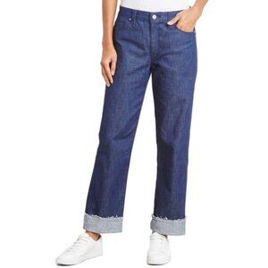 Kenneth Cole Women's Boyfriend Jeans Loose Fit and Cuffed Stretchy Size 28